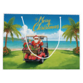Golf Christmas themed with Santa Claus in Hawaii ラージペーパーバッグ (裏面)