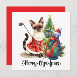 Golf Christmas themed with Siamese Cat Golfer シーズンカード