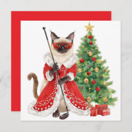 Golf Christmas themed with Siamese Cat Golfer シーズンカード