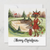Golf Christmas themed with Siamese Cat Golfer  シーズンカード (正面)