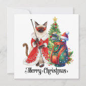 Golf Christmas themed with Siamese Cat Golfer  シーズンカード (正面)
