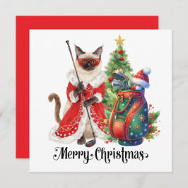 Golf Christmas themed with Siamese Cat Golfer シーズンカード