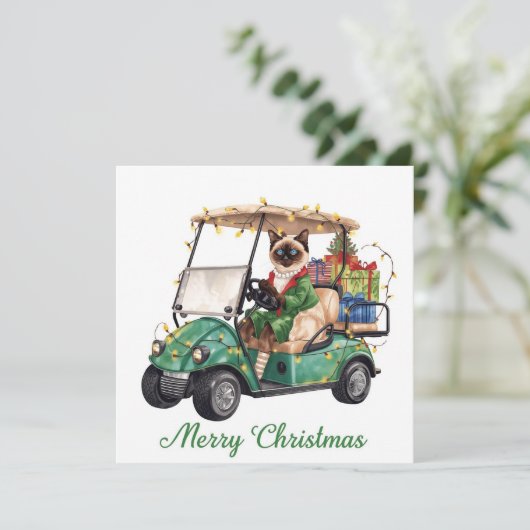 Golf Christmas themed with Siamese Cat Golfer シーズンカード (スタンド正面)