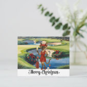 Golf Christmas themed with Siamese Cat Golfer  シーズンポストカード (スタンド正面)