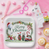 Golf Christmas tree golf balls and Santa Hat ペーパープレート (パーティー)