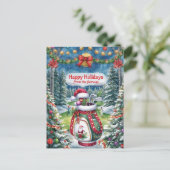 Golf Christmas with Golf bag on green シーズンポストカード (スタンド正面)