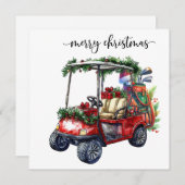 Golf Christmas with Golf cart and golf bag シーズンカード (正面/裏面)