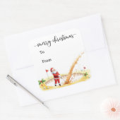 Golf Christmas with Santa Claus for golfer funny  スクエアシール (封筒)