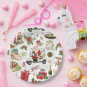 Golf Christmas with Santa Claus golfing ペーパープレート (パーティー)