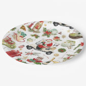 Golf Christmas with Santa Claus golfing ペーパープレート (アングル)