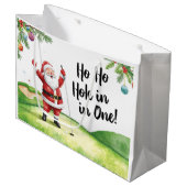 Golf Christmas with Santa Claus with funny text  ラージペーパーバッグ (正面アングル)