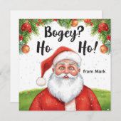 Golf Christmas with Santa Golfer on golf course  シーズンカード (正面/裏面)