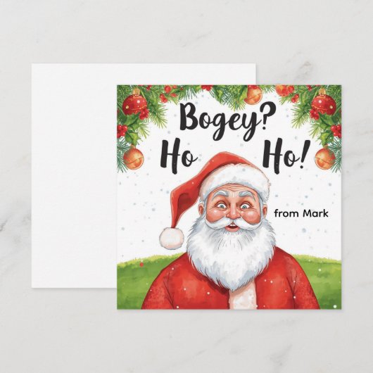 Golf Christmas with Santa Golfer on golf course  シーズンカード (正面/裏面)