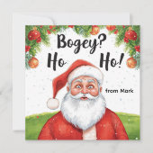 Golf Christmas with Santa Golfer on golf course  シーズンカード (正面)