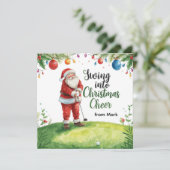 Golf Christmas with Santa Golfer on golf course シーズンカード (スタンド正面)