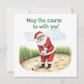 Golf Christmas with Santa Golfer on golf course  シーズンカード (正面)