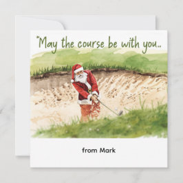 Golf Christmas with Santa Golfer on golf course  シーズンカード