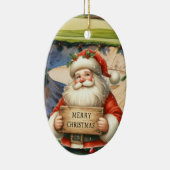 Golf Christmas with Santa Golfer on golf course  セラミックオーナメント (右)