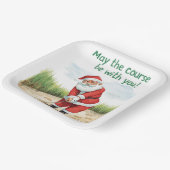 Golf Christmas with Santa Golfer on golf course  ペーパープレート (傾斜あり)