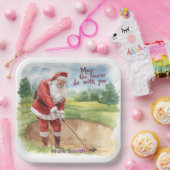Golf Christmas with Santa Golfer on golf course  ペーパープレート (パーティー)