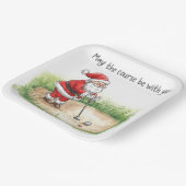 Golf Christmas with Santa Golfer on golf course  ペーパープレート (傾斜あり)