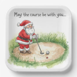 Golf Christmas with Santa Golfer on golf course  ペーパープレート