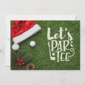 Golf Christmas with Santa hat on green  招待状 (正面)