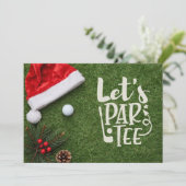 Golf Christmas with Santa hat on green  招待状 (スタンド正面)