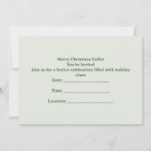 Golf Christmas with Santa hat on green  招待状 (裏面)