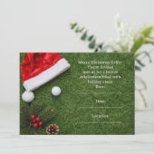 Golf Christmas with Santa hat on green 招待状 (スタンド正面)