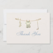 Golf Clothesline Little Putter Baby Shower サンキューカード (正面)