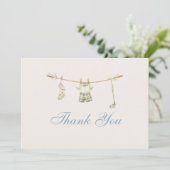 Golf Clothesline Little Putter Baby Shower サンキューカード (スタンド正面)