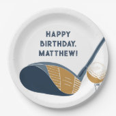 Golf Club and Ball Personalized Golfers Birthday ペーパープレート (正面)
