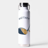 Golf Club and Ball Personalized Golfers Name ウォーターボトル (正面)