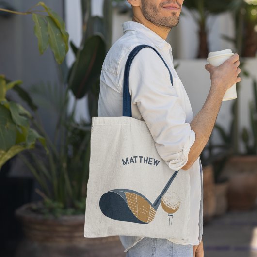 Golf Club and Ball Personalized Golfers Name トートバッグ