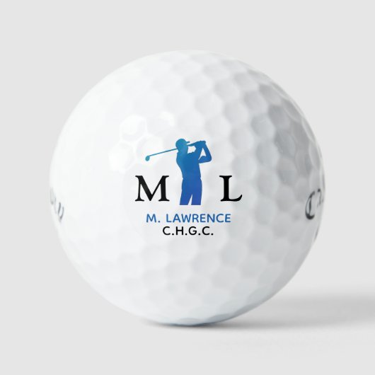 Golf Club Name Abbreviation Blue Monogram  ゴルフボール (正面)