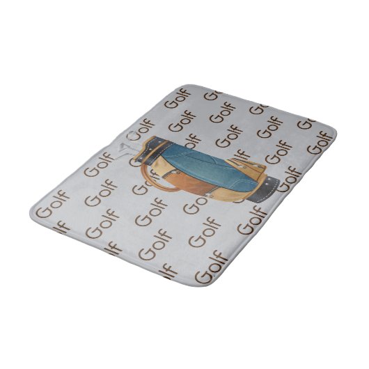 Golf Clubs Bag Tiled Text Design バスマット (アングル)