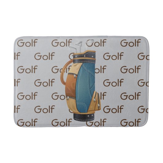 Golf Clubs Bag Tiled Text Design バスマット (正面)