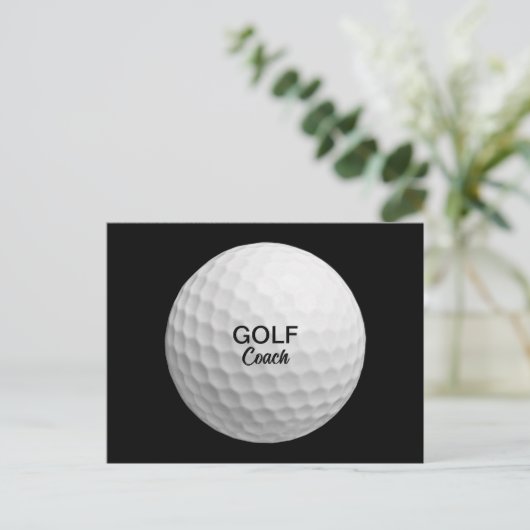 Golf Coach Realistic Ball Black ポストカード (スタンド正面)