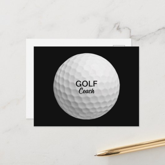 Golf Coach Realistic Ball Black ポストカード (正面/裏面インサイチュ)