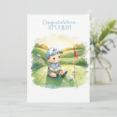 Golf Congratulations It’s a Boy Card | Baby Golfer 招待状 (スタンド正面)