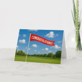 Golf congratulations with golf flag on green grass カード (正面)