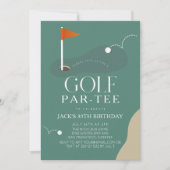Golf Course Fairway Flag Adult Birthday Par-Tee 招待状 (正面)