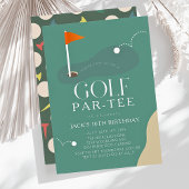 Golf Course Fairway Flag Kid's Birthday Par-Tee 招待状