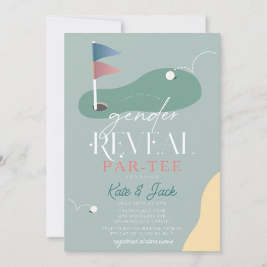 Golf Course Fairway Gender Reveal Par-Tee 招待状 (正面)
