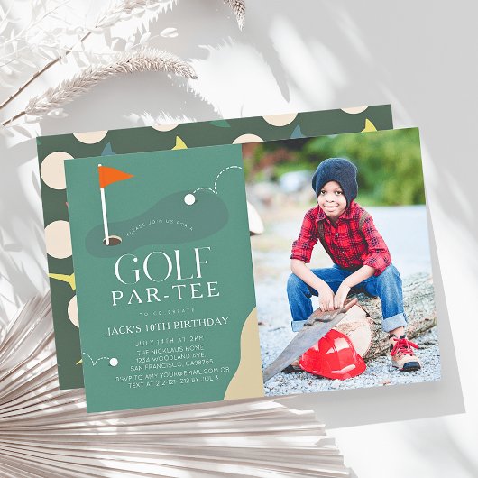 Golf Course Fairway Photo Kid's Birthday Par-Tee 招待状