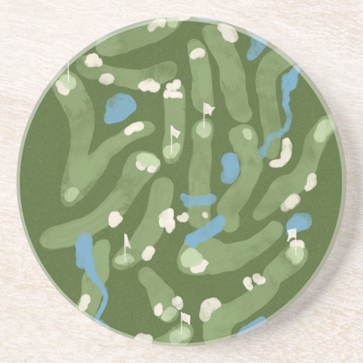 Golf course graphic on stone coaster コースター (正面)