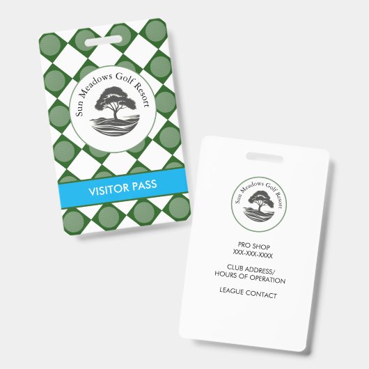 Golf Course Press & Guest Access Badge バッジ (正面＆裏面)