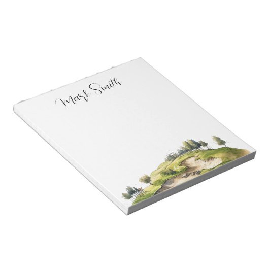 Golf course with Name gifts for golfer ノートパッド (アングル)