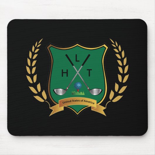 GOLF Crest with Laurelリースとモノグラム マウスパッド (正面)